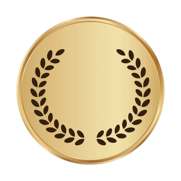 Золотий Шаблон Медалі Лавровим Вінком Вектор — стоковий вектор