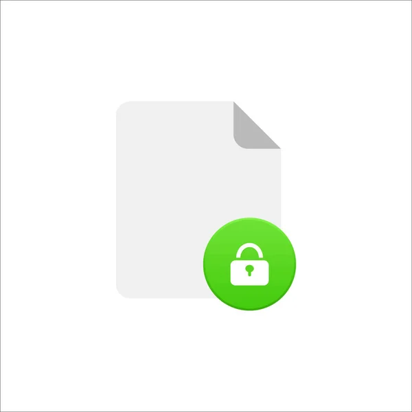Documento Web Con Candado Verde Protección Datos Tecnología Con Seguridad — Vector de stock