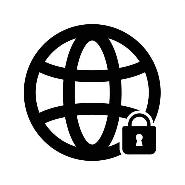 Fekete Bolygó Lakattal Web Információs Globális Védelmi Technológia Kiberbiztonsági Rendszerrel — Stock Vector