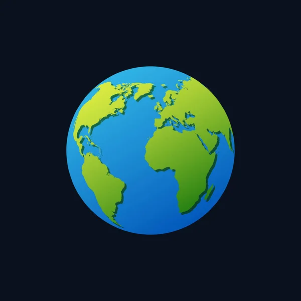 Круглая Планета Земля Континентами Голубые Моря Океаны Зелеными Географическими Землями — стоковый вектор