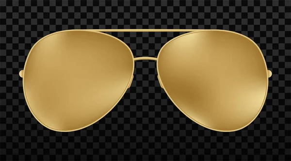 ゴールドフレームとゴールドアビエイターサングラス ゴールデンサングラス3Dベクトル現実的な — ストックベクタ