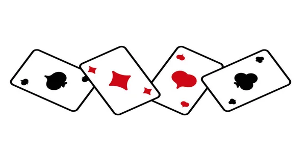 Verstreute Karten Von Vier Farben Herz Glücksspiel Glück Tamburin Poker — Stockvektor