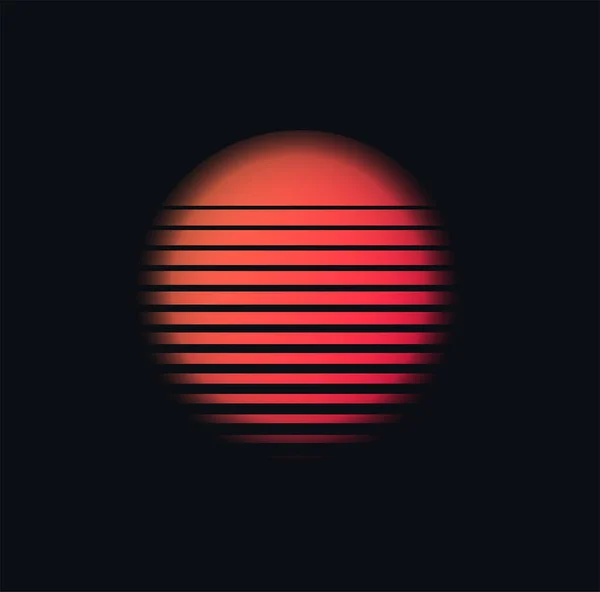 Retro Sunset Vektor Ilustrasi Matahari Terbenam Poster Ruang Futuristik Latar - Stok Vektor