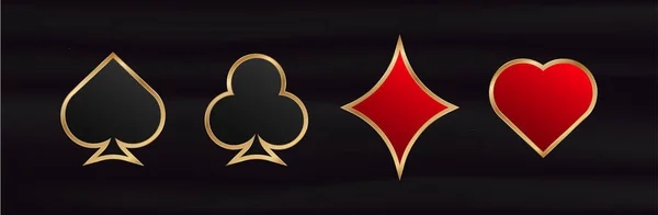 Kumar Kartı Takımları Pokerde Şansın Kırmızı Sembolü Kumarhanede Vektör Bahisleriyle — Stok Vektör