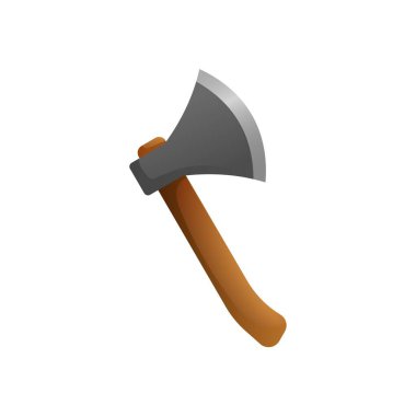 Tahta saplı keskin balta. Ortaçağ vektör savaşlarında odun ve ağır silahları kesmek için metal cepheli bir alet.