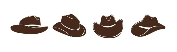 Ковбойские Шляпы Западный Ретро Головной Убор Американского Фермера Винтажных Шерифов — стоковый вектор