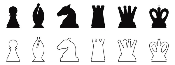 黒と白のチェスのゲームピース 最初の順序で溶かされた女王および城は古代の論理ベクトルのゲームの新しい設置です — ストックベクタ