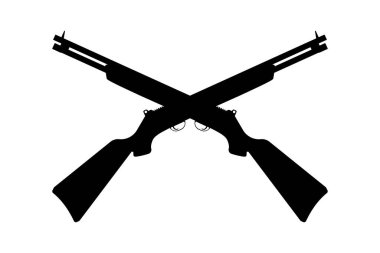 Çapraz tüfekler. Büyük kalibreli mühimmat ve vektör atışlı askeri ve av durumları ile av kulübü ve cephaneliğinin sembolü