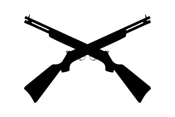 交叉霰弹枪 具有大口径弹药和矢量射击的军事和狩猎情况的狩猎俱乐部和武器库的标志 — 图库矢量图片