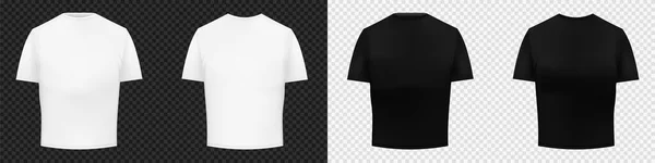 黒と白のシャツのモックアップ Unisexベクターの設計の毎日の摩耗およびスポーツのためのスタイリッシュな袖のシャツ — ストックベクタ