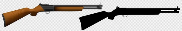 泵霰弹枪 大口径弹药和矢量射击用于军事和狩猎情况的步枪 — 图库矢量图片