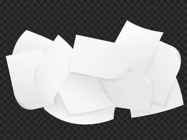 Θρυμματισμένα Λευκά Φύλλα Χαρτιού Απορρίμματα Χαρτιού Από Έγγραφα Και Παλαιές — Διανυσματικό Αρχείο