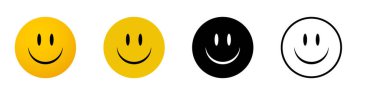 Mutlu retro yüz emojisi seti. Siyah sarı çizgi ve turuncu sevimli gülücükler..