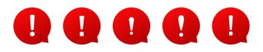 Ünlem işareti. Kırmızı vektör uyarı işareti. Dikkat ya da dikkat ikonu. Ünlem tehlike işareti.
