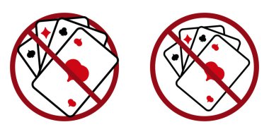Poker yasaklama simgesi. Yasadışı kumar yasak. Yasak kart oyunları ve kumarhane