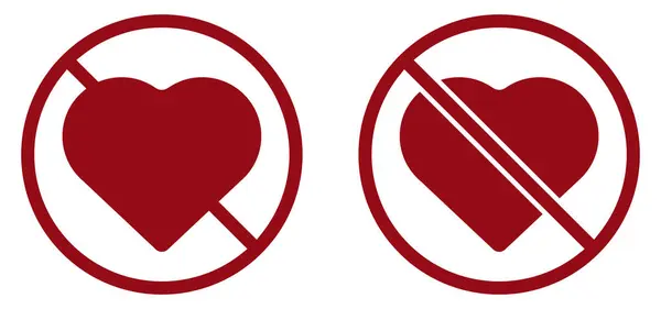 Cinta Melarang Larangan Jantung Ikon Tidak Diperbolehkan Untuk Mencintai Cinta - Stok Vektor