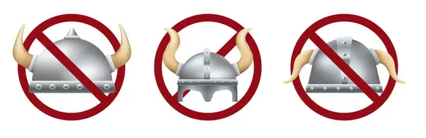 stock vector Barbarian viking helmet ban prohibit icon. Not allowed viking crossed circle