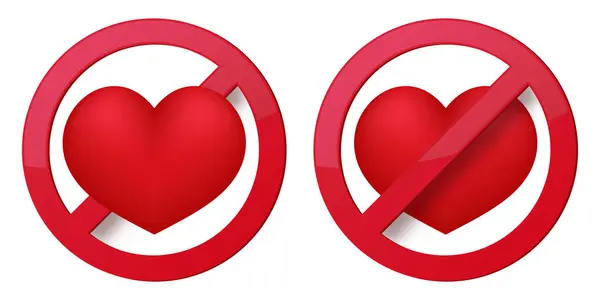 Cinta Melarang Larangan Jantung Ikon Tidak Diperbolehkan Untuk Mencintai Cinta - Stok Vektor