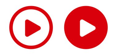 Düğme logosu minimalist simgesini çal. Parlak kırmızı çalma düğmesi.