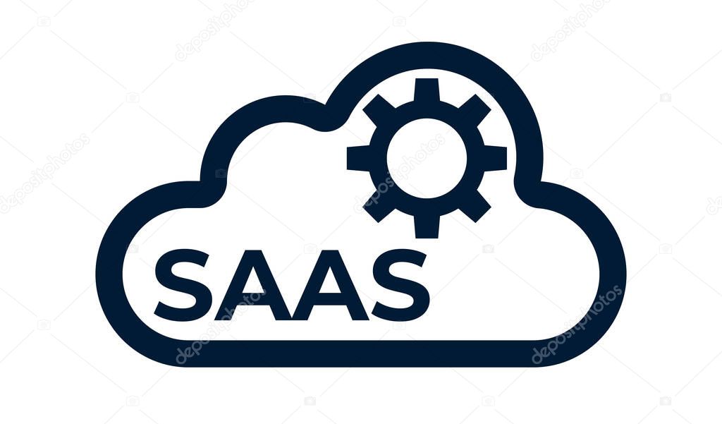 Cloud data sync, cloud update icon. Saas vector symbol