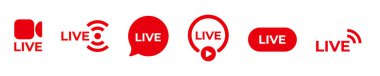 Kırmızı akım video yayın ikonu. Canlı logo çevrimiçi.