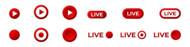Çevrimiçi kırmızı video yayın ikonu. Canlı yayın logosu.