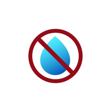 Su ikonunu yasakla. Yasak iniş işareti. Suyun kısıtlı sembolü.