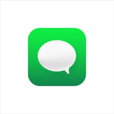 Cep telefonu gradyanı olan yeşil renkli posta uygulaması simgesi. Modern ileti logosu.