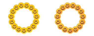 Mutlu gülücük çemberi çerçevesi. Gülümseyen emoji sınır tasarımı