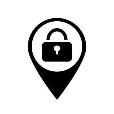 harita pin kilidi siyah vektör simgesini kapat
