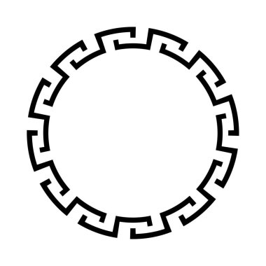 Yunan daire çerçeve çerçeve çerçeve vektörü kıvrımlı yuvarlak süs tasarımı