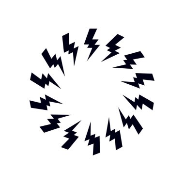 Siyah cıvata dairesi çerçevesi. Sınırda şimşekler çakıyor.