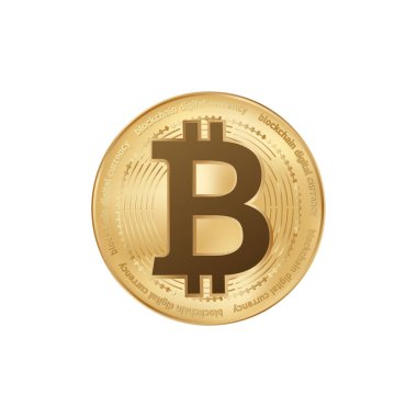 Bitcoin altın sikkesi. Btc dijital para birimi sembol vektörü