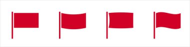 Dört kırmızı bayrak tasviri, her biri eşsiz bir pozisyonda, yatay olarak hizalanmış..