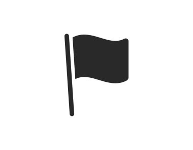 Basit siyah bayrak simgesi beyaz arkaplan üzerine kuruludur, grafik tasarım projeleri veya kullanıcı arayüzleri için mükemmeldir.