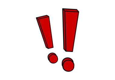 Yanyana duran büyük kırmızı ünlem işaretleri aciliyeti ve önemi simgeliyor..