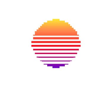 Canlı, geometrik şekilli, 80 'li ve 90' lı yılları anımsatan renkli bir güneş tasarımı..