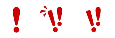 Farklı biçimlerde üç kırmızı ünlem işareti, ifadelerdeki çeşitliliği gösterir.