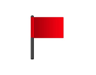 Siyah bir direkte canlı bir kırmızı bayrak. Uyarı ya da uyarıyı simgeliyor..