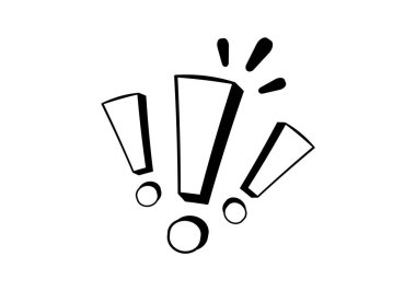 Üç çarpıcı ünlem işareti heyecan, aciliyet ya da vurgu, önemli mesajları ifade etmek için mükemmel..