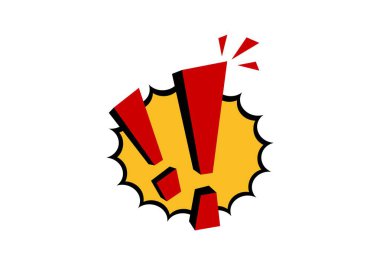 Dinamik ve canlı çizgi roman tarzı ünlem işareti anlamlı çizgiler ve renkler.