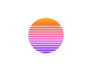 1980 'lerin ve 1990' ların nostaljik estetiğini yansıtan, geometrik çizgileri olan canlı bir retro güneş..