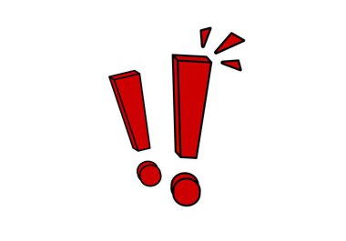 Dinamik çizgileri olan kalın kırmızı ünlem işaretleri, herhangi bir mesaja vurgu ve aciliyet ekleName.