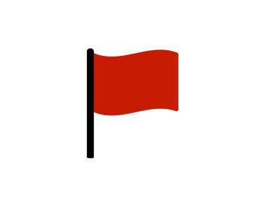 Beyaz arkaplandaki basit kırmızı bayrak simgesi, iletideki uyarıları veya uyarıları simgeler.