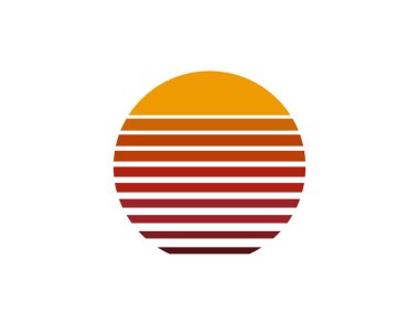 Canlı bir retro güneş çemberi, 80 'lerin ve 90' ların nostaljik tarzını geometrik tasarımı ve parlak renkleriyle somutlaştırıyor..