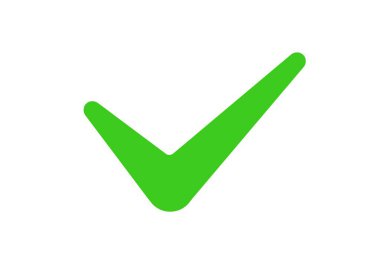 Parlak yeşil işaret simgesi onay ya da onayı gösteriyor. Genellikle pozitif işaretleme için kullanılır..