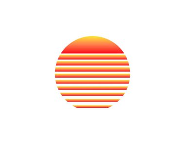 Geometrik şekilli bir retro güneş, 1980 ve 1990 'ların parlak ve canlı tarzlarından esinlenilmiş..