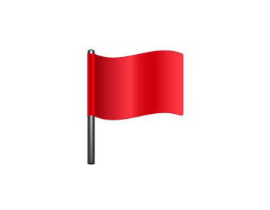 Parlak siyah bir direğe bağlı canlı bir kırmızı bayrak hafifçe sallanıyor gibi görünüyor..
