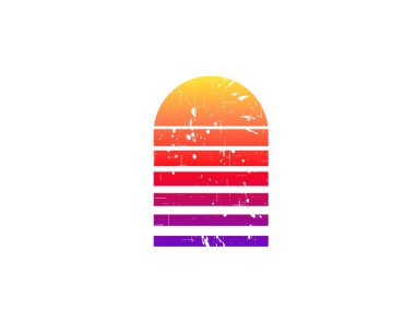 Geometrik çemberli güneş tasarımı. Parlak, canlı renkler seksenlerin ve doksanların tarzını çağrıştırıyor..