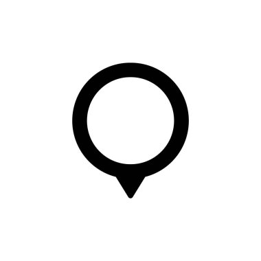 Siyah lokasyon iğnesi, harita uygulamaları ve kılavuzları için ideal sivri kuyruklu dairesel bir başlık içerir..